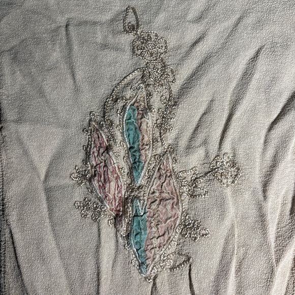 Kaktus Beige Embroidered Vintage Boho Button Down Shirt - Picture 5 of 8